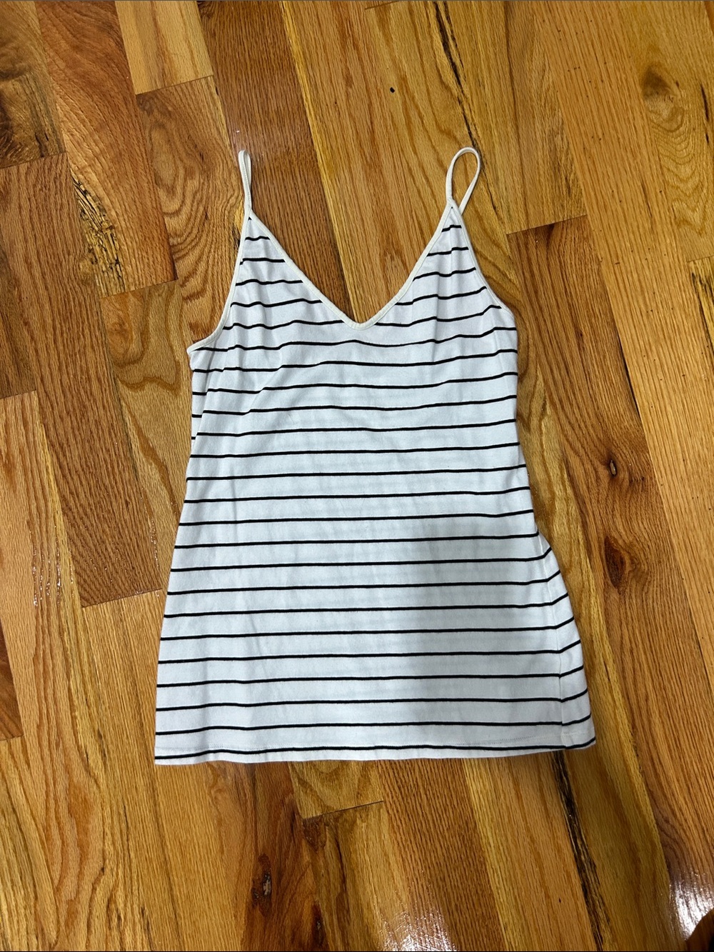 Express White & Black Striped V-Neck Cami